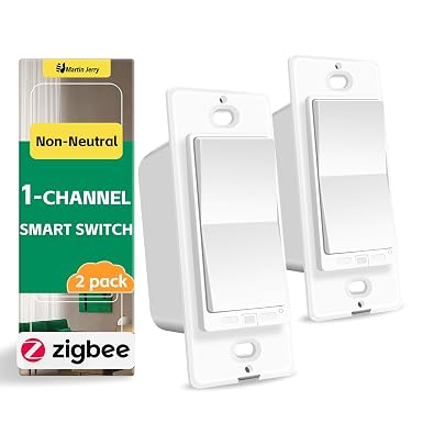 Smart Switch 2 Pack, No Neutral Wire Required, Zigbee 3.0 Compatible, Compatible with Alexa and Google Assistant