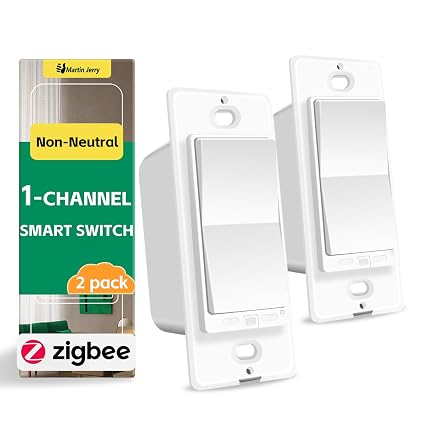 Smart Switch 2 Pack, No Neutral Wire Required, Zigbee 3.0 Compatible, Compatible with Alexa and Google Assistant
