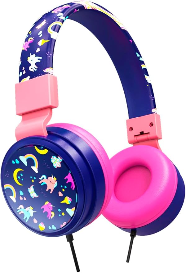 Gabba Goods Kids Safe Headphones, Foldable Tangle-Free 3.5mm Jack, Volume Limiting 85/94dB, Over-Ear with Microphone for School/Toddlers/Teens/Boys/Girls/Ipad/Tablet/Kindle/Phones/Travel/Plane