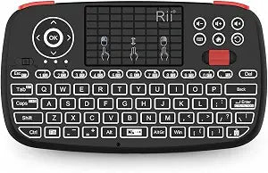 (Upgrade) Rii i4 Mini Bluetooth Keyboard with Touchpad, Blacklit Portable Wireless Keyboard with 2.4G USB Dongle for Smartphones, PC, Tablet, Laptop TV Box iOS Android Windows Mac.Black