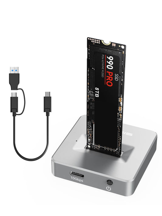 ACASIS NVME SSD Reader Adapter, Aluminium Alloy Housing Fast Heat Dissipation, NVME to USB Docking Station, M.2 SSD to USB Adapter 10Gbps, Support M.2 (M Key) NVMe SSD and (B+M Key) SATA-Based SSD