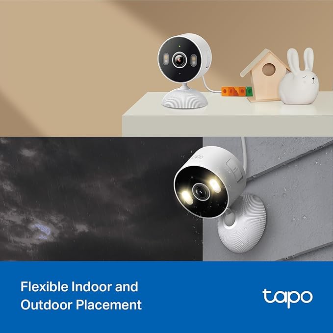 Tapo 2K 3MP Indoor/Outdoor Security Camera - Free Person/Motion/Cry Detection, Color Night Vision, IP65 Weatherproof, SD/Cloud Storage, Works w/Alexa & Google Assistant, HybridCam (2-Pack)