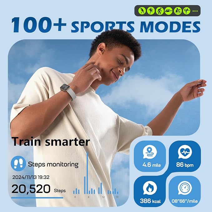 MorePro Smart Fitness Tracker – 24/7 Heart Rate & Blood Oxygen Tracking, Sleep & Activity Monitor, 120+ Sport Modes, IP68 Waterproof Smart Watch for Android iOS Women Men