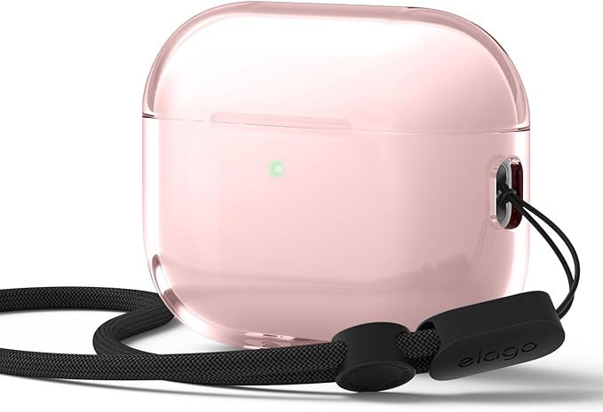 elago Clear Case Compatible with AirPods Pro 3 Case Clear Cover - Lanyard Included, Strap Included, Reduced Yellowing, Shockproof, Full Protection, Soft TPU (Lovely Pink)