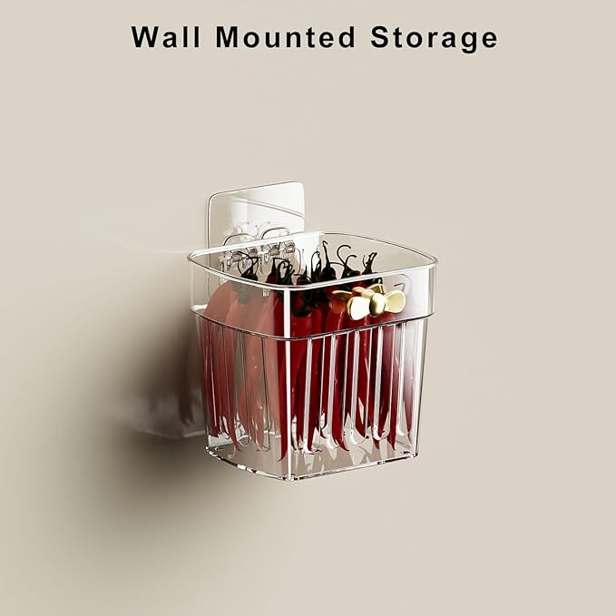4 Pack Adhesive Cabinet Door Organizer, Compact Pantry Organizers and Storage Bins, Clear Bathroom Storage Organizer Shelf for Narrow Space, Wall Mounted Shower Caddy Hanging Sink Caddy