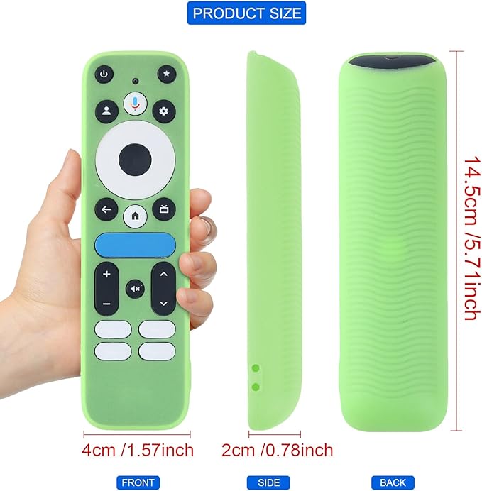 Luminous Green Remote Case Fit for 2025 Onn Google TV Box 4K pro Remote Lightweight Anti-Slip Skin-Friendly Silicone Skin Sleeve