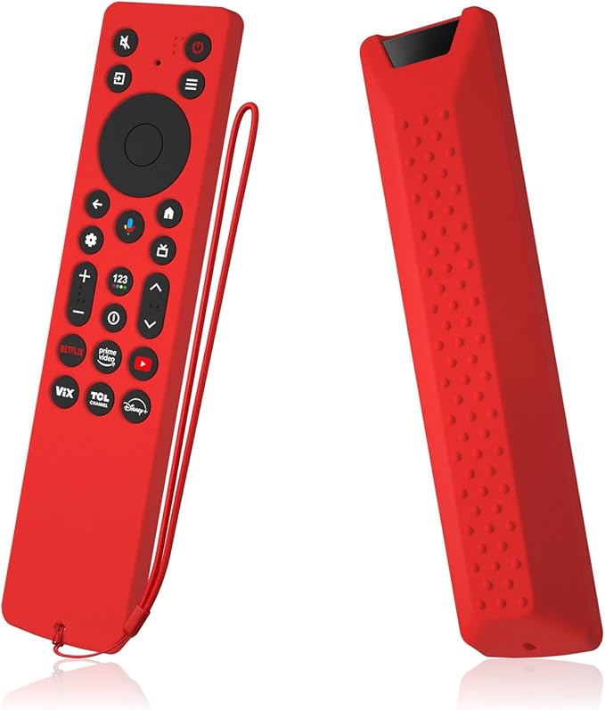 Silicone Cover for TCL RC813A Remote 2025 QM6K Series Remote Silicone Protective Skin Case Anti-Slip Cover with Lanyard(red)
