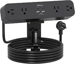 Mifaso Desk Clamp Power Strip 10FT, 40W USB C Fast Charging Station, Black - Image 1