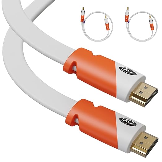 Ultra Clarity Cables Flat HDMI Cable 1.5 ft - 2 Pack - High Speed HDMI Cord - Supports, 4K Video at 60 Hz, 3D, 2160p - HDMI Latest Standard - HDCP 2.2 Compliant, CL3 Rated - 1.5 Feet