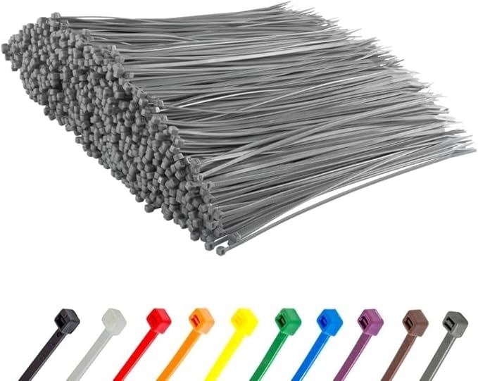 GTSE 12 Inch Silver/Gray Zip Ties, 1,000 Bulk Pack, 50lb Strength, UV Resistant Long Nylon Grey Cable Ties, Self-Locking 12" Tie Wraps