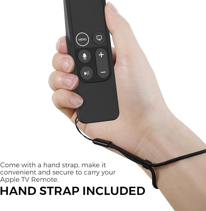 AhaStyle Protective Case for Apple TV Siri Remote [1st Gen] with AirTag Holder, Anti Slip Silicone Cover Compatible with 2016 Apple TV HD and 2017 TV 4K [1st Generation] (Black)