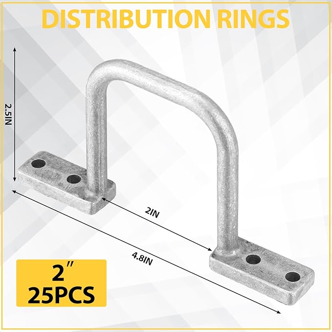 25 Pcs Distribution Rings Aluminum D Ring for Sorting Out Electric Cables, Cable Management, for Commercial and Residential Use, Silver(2 Inch)