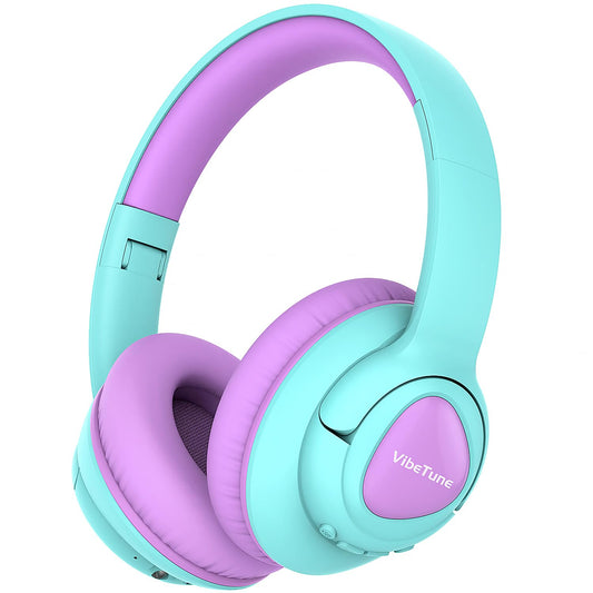 VibeTune Kids Bluetooth Headphones, 60H Playtime, Volume Limited 85/94dB, Bluetooth 5.4, Type-C Fast Charging, Foldable Wireless Headphones for Kids, Toddler Headsets with HD Mic-Purple