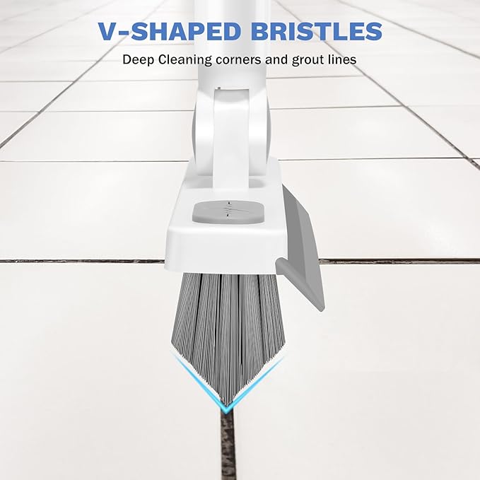SetSail Grout Cleaner Brush with Long Handle & 3-in-1 Tile Tub Floor Scrubber, V-Shaped Floor Scrub Brush Swivel Grout Brush Stiff Bristle Floor Grout Scrubber for Bathroom