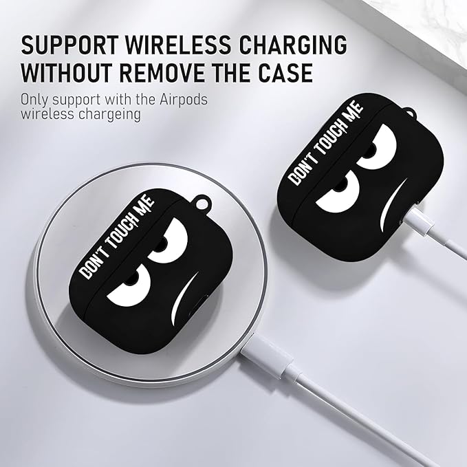 Compatible with Airpods Pro 3 Case(2025),Don't Touch Me for Airpods Pro 3rd Generation Cases Cover with Lanyard Soft Silicone Cute Shockproof Cover for Women Men,Black