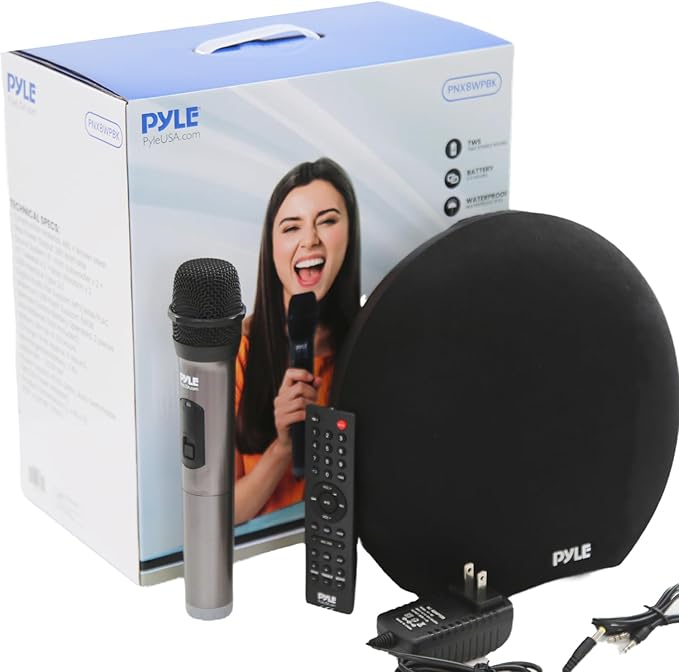 Pyle 280W Portable Bluetooth Speaker – Dual 3" Wireless Speakers with IPX5 Waterproof, Built-in Battery, USB, MP3, AUX, TWS Pairing, LED Display, Remote, Echo Control & Wireless Microphone