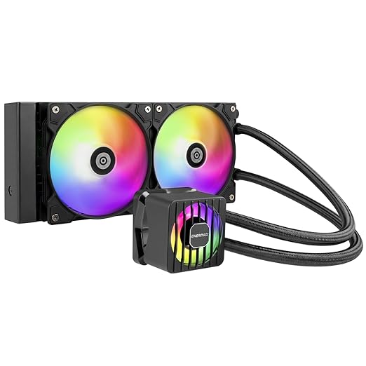 ENERMAX LIQMAXFLO 240mm A-RGB AIO CPU Liquid Cooler - High Performance Pump up to 3000RPM, 38mm Thick Radiator, 60mm VRM Fan, Pressure-Optimized Silent 120mm FDB PWM Fan, Intel LGA1700/AMD AM5 Ready