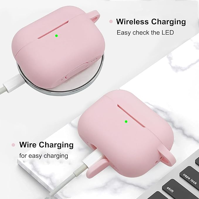 Compatible with AirPods Pro 2nd Generation Case with Cleaner Kit, Silicone Protective Case for Apple AirPod Pro 2nd/1st Earbuds Wireless Charging Cases with Bling Keychain (Pink)