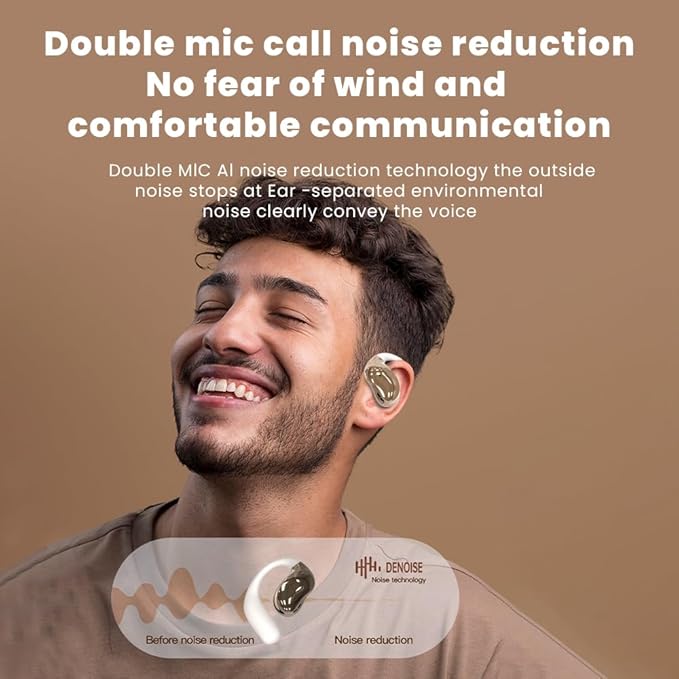 Open Ear Earbuds Ultra Comfort Wireless Bluetooth 5.4 Headphones Over The Ear Earbuds with Intelligent Touch Screen EarHooks IPX7 Waterproof Bone Conduction Earphones for Fitness Sports-OFF WHITE