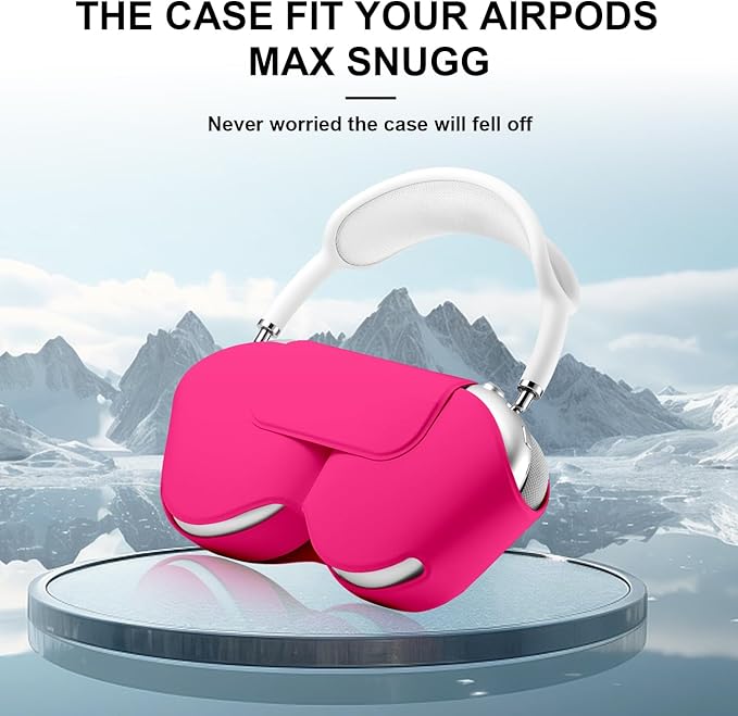 Maxjoy for Apple Airpods Max Smart Case Cover, Soft PU Leather Protective Cover Accessories for Airpod Max with Sleep Mode, Anti-Dust Travel Carrying Case for Airpods Pro Max Headphones, Rose Red