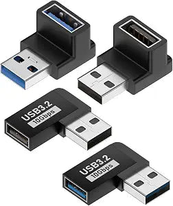 90 Degree USB 3.2 Adapter 4-Pack, Right Angle USB Type-A Adapter