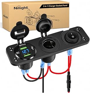 Nilight 4 in 1 Charger Socket Accessory Switch Panel On Off Rocker Toggle - Image 1