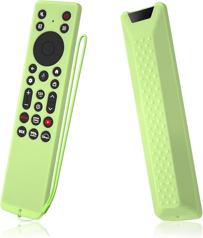 Silicone Cover for TCL RC813A Remote 2025 QM6K Series Remote Silicone Protective Skin Case Anti-Slip Cover with Lanyard(Luminous Green)
