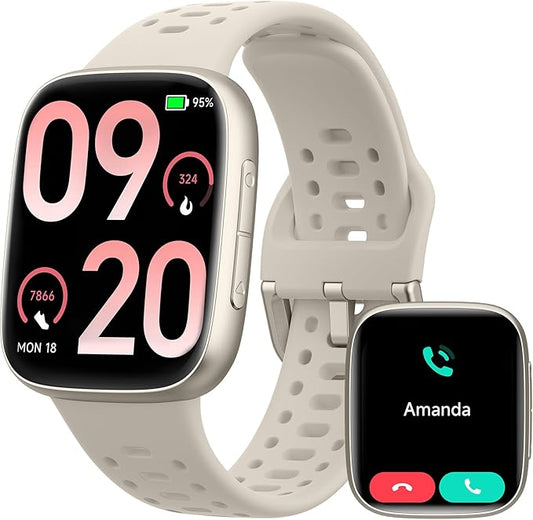Smart Watches for Women/Men Android iPhone, [1.85" AMOLED Screen] Smartwatch Fitness Tracker 3ATM Waterproof with Bluetooth Calls, AI Control, Heart Rate/SpO2/Sleep Monitor, 7 Days Battery