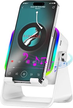 MILOUZ Wireless Induction Speaker 5-in-1 Bluetooth Speaker with Phone Stand,Stereo Sound, 8 RGB Ambient Light, 360° Adjustable Holder for iPhone/Android/iPad,Best Gift for Mother's Day