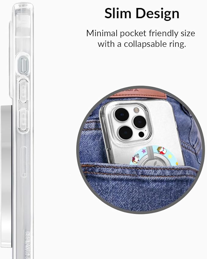 VELVET CAVIAR Compatible with MagSafe Phone Grip - Magnetic Ring Holder with Adjustable Stand - Removable MagSafe Accessories for iPhone 16, 15, 14, 13, 12 (Winter Blue Penguins)