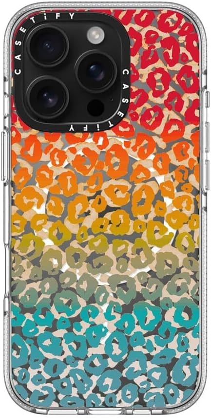 CASETiFY Clear iPhone 16 Pro Case [Not Yellowing / 6.6 ft. 3X Military Grade Drop Protection/Compatible with Magsafe] - Cheeky Cheetah Vibrant Rainbow - Clear