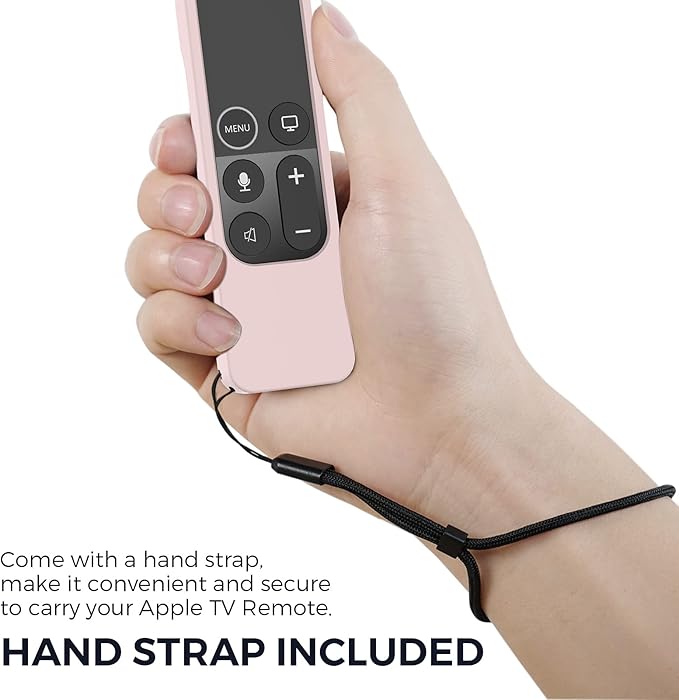 AhaStyle Protective Case for Apple TV Siri Remote with AirTag Holder, Anti Slip Silicone Cover Compatible with Apple TV 4K & HD [Pink]