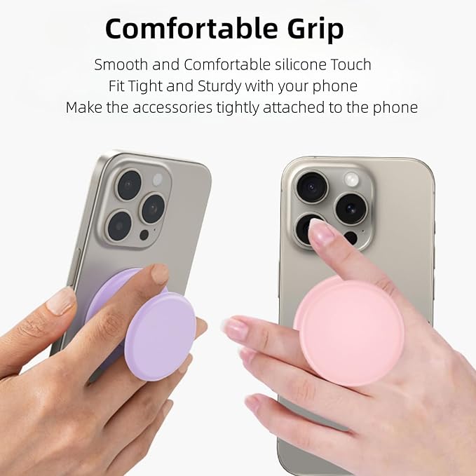 for Magsafe Ring Grip, Magnetic Phone Grip Holder, Magnetic Collapsible Expandible Mobile Phone Grip Stand Holder for iPhone 17 16 15 14 13 12 Series, Pink