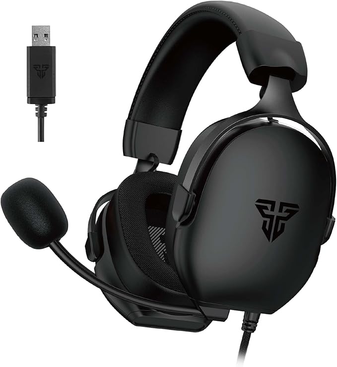FANTECH Gaming Headset with 7.1 Virtual Surround Sound, Noise Cancelling Microphone, 40mm Drivers, USB Connection, in-Line Audio Control, Compatible with PC, PS4, PS5, Mac, Switch(Black)