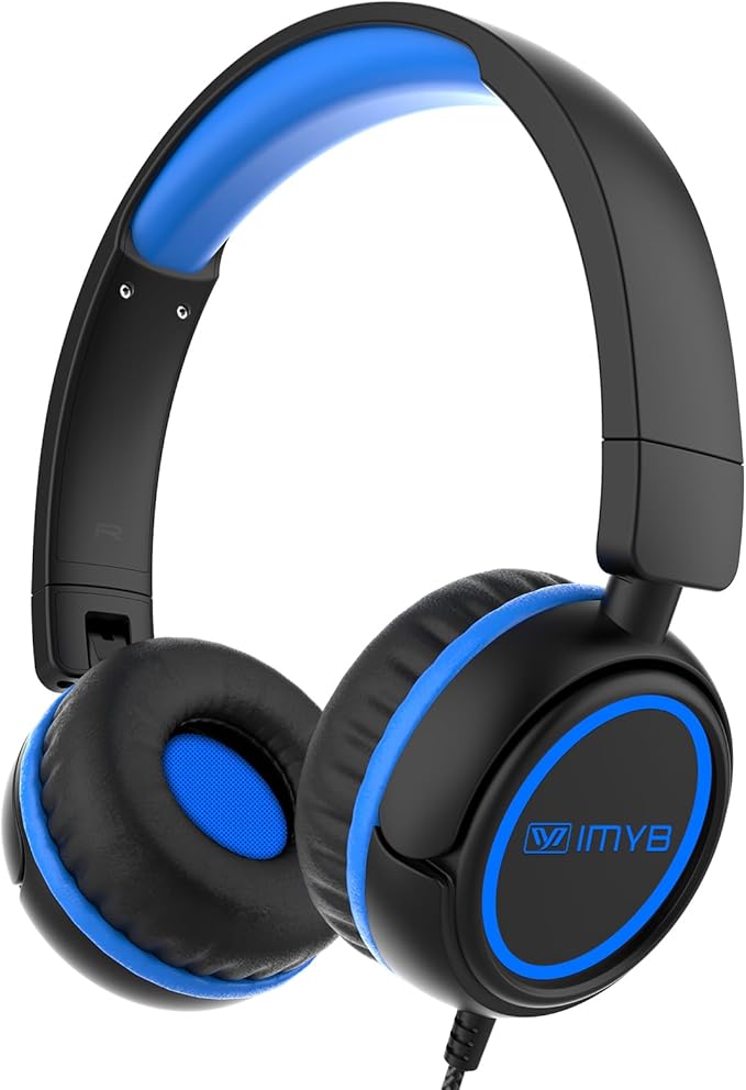 V1 Kids Headphones, Wired Stereo Foldable Tangle-Free 3.5mm Adjustable On-Ear Headphones for Kids for School/Toddlers/Childrens/Teens/Boys/Girls/Ipad/Tablet/Kindle/Phones/Travel/Plane (Black-B)