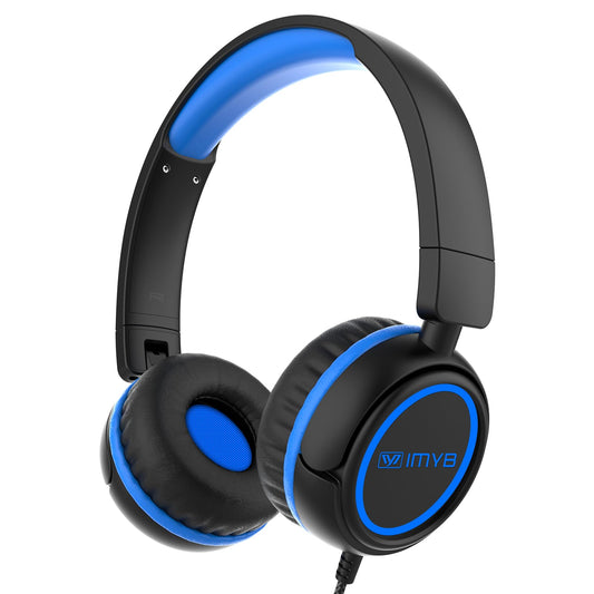 Kids Headphones with Cord for School, 85/94dB Volume Limit Headphones for Kids, Portable Wired Headphone with Shareport, Stereo Sound Foldable Headset for School/Tablet/iPad/Kindle (Cyan)
