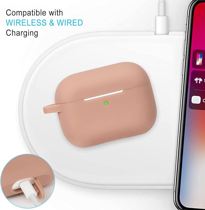 Case for Airpods Pro, Silicone Protective Case Cover with Cute Bling Keychain - Milk Tea