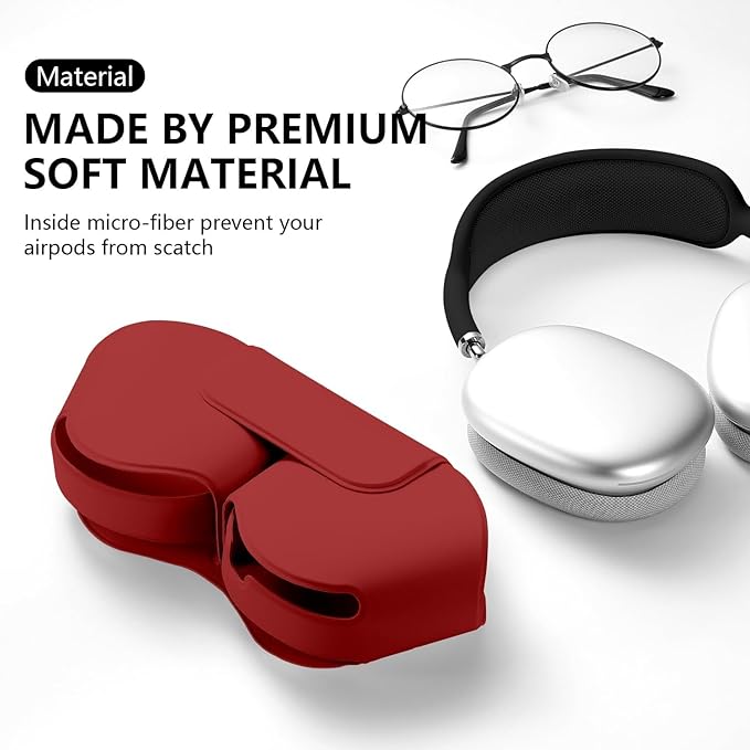 for Apple Airpods Max Case,Headphones Protective Case for AirPod Max Supports Sleep Mode, Anti-Scratch and Anti-Dust,Airpod Pro Max by PU Leather,Red 2
