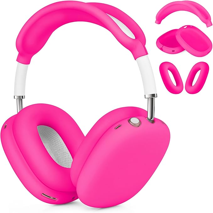 Case for Airpods Max Headphones,Ear Pad Case Cover/Ear Cups Cover/Headband Co ver for AirPods Max(USB-C/Lightning)(2024/2020),Silicone for Apple Airpod Max, Accessories Cases(Rose Pink)