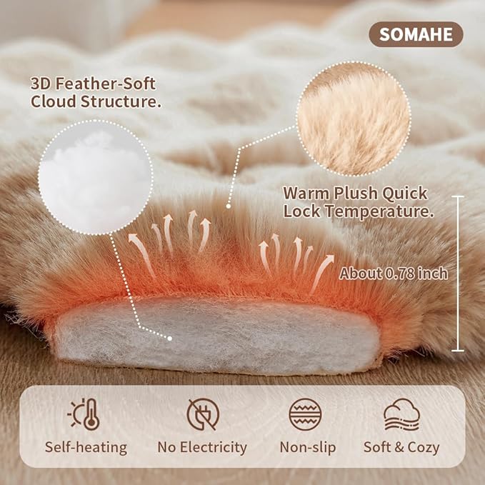 Plush Cat Beds for Indoor Cats Faux Fur Pet Mat with Non-Slip Bottom Cozy Kitten Bed for Carriers/Couch/Floor/Dog & Puppy Friendly 23 x 15 Inch Medium Coffee