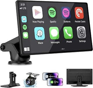 9" Wireless Apple Carplay Screen for Car, Portable Wireless CarPlay with Apple Car Play & Android Auto, OTA Updates, Backup Camera, GPS Navigation/Bluetooth 5.0/Mirror Link/Voice Control/AUX/FM - Image 1