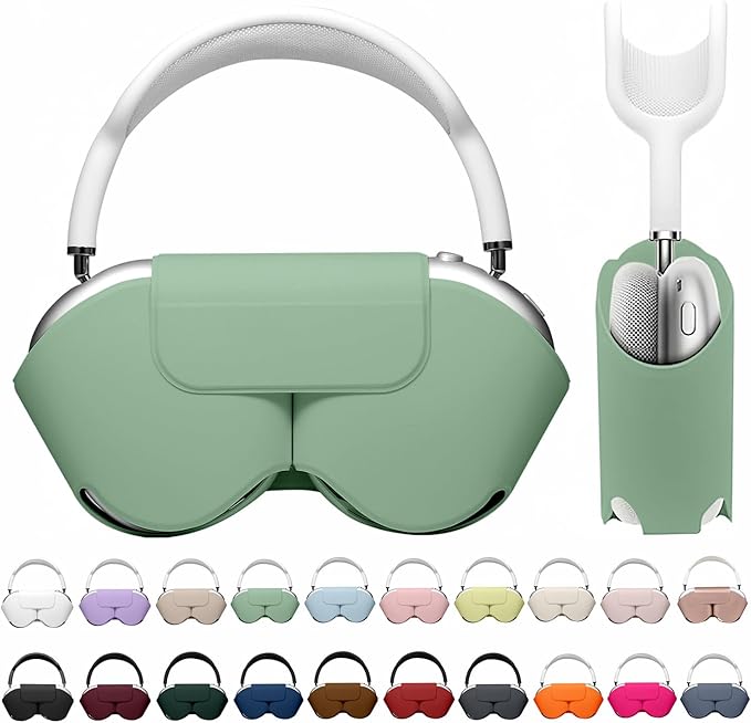 Maxjoy for Apple Airpods Max Smart Case Cover, Soft PU Leather Protective Cover Accessories for Airpod Max with Sleep Mode, Anti-Dust Travel Carrying Case for Airpods Pro Max Headphones, Grass Green