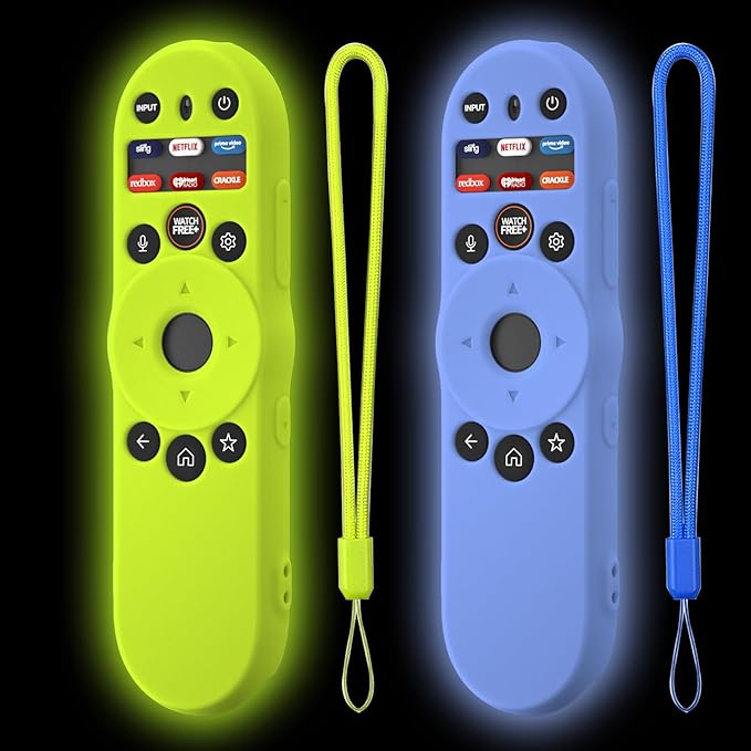2Pack Hi Color Remote Case for Vizio Smart TV Remote XRT270 Control Cover, Silicone Controller Case Cover Compatible with VIZIO XRT270 Silicone Sleeve with Lanyard(Glow Green+Glow Blue)