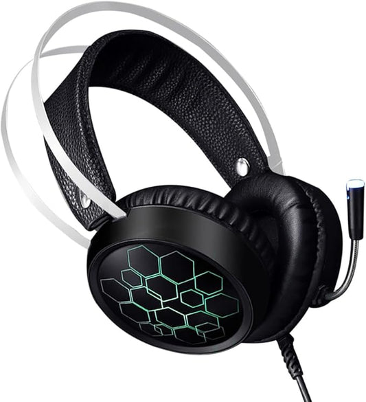 Gaming Headset with Mic USB 7.1 Wired Over-Ear Computer Headphone for Pc, RGB Light, Noise-isolating Microphone, Suitable for Online Gaming and Esports