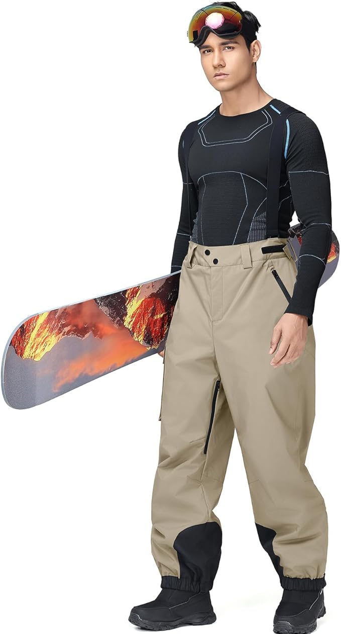 YEEFINE Mens Snow Ski Bibs Pants Baggy Snowboard Overall Insulated Windproof Waterproof Winter Warm Comfy Loose Ski Pants