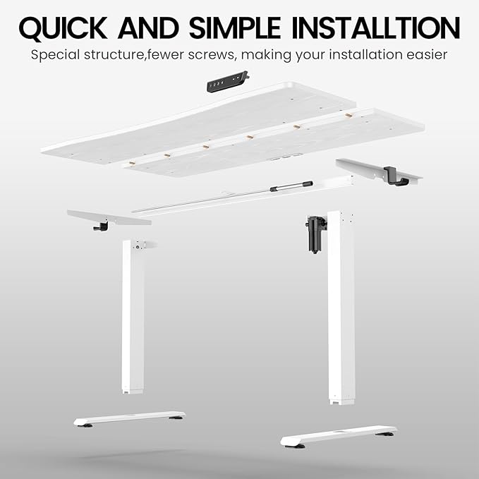 Veken 47.2 x 23.6 Inch Electric Standing Desk with Adjustable Height, Sit to Stand Computer Table for Study, Work or Gaming, Home Office Desk White