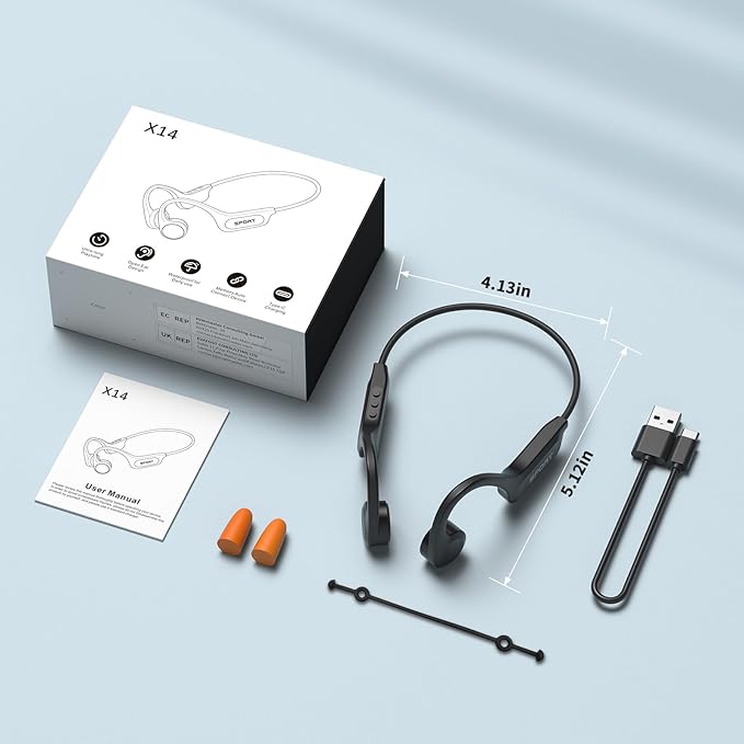 CXK Bone Conduction Headphones Bluetooth 6.0 Open Ear Headphones with Mic, Premium Loud Sound 10Hrs Playtime Bluetooth Headphones, IPX6 Waterproof Sports Headset for Running, Cycling, Walking