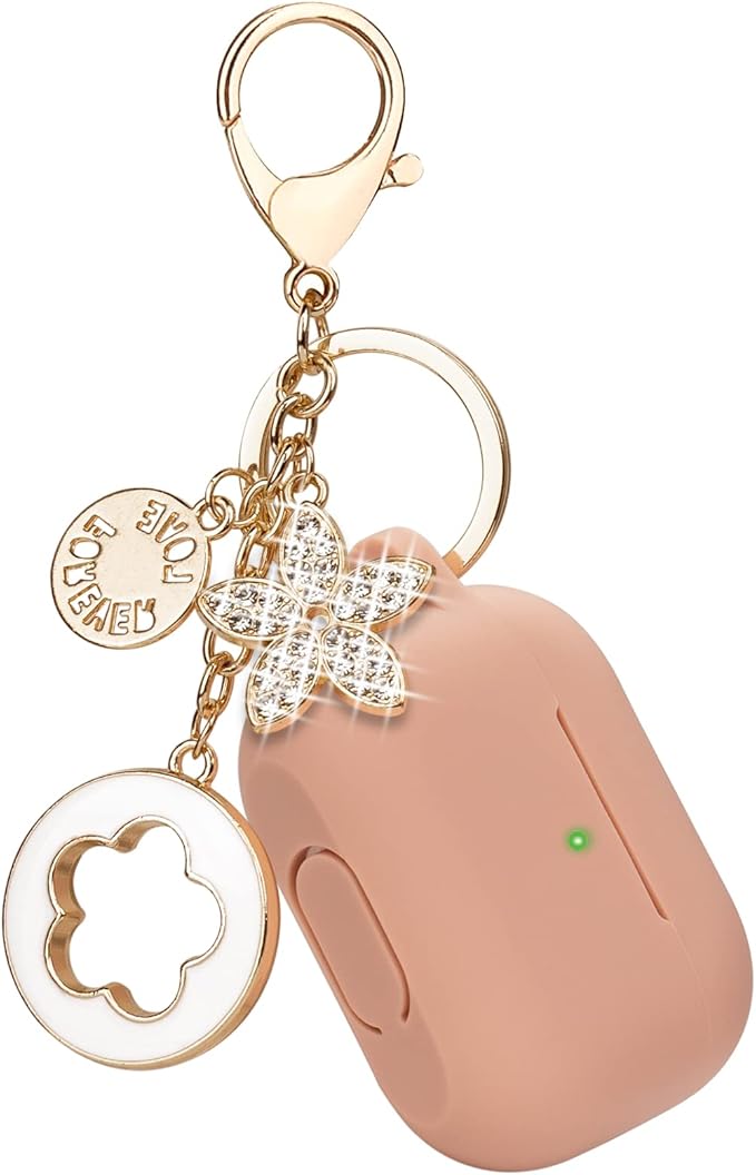 Case for Airpods Pro, Silicone Protective Case Cover with Cute Bling Keychain - Milk Tea