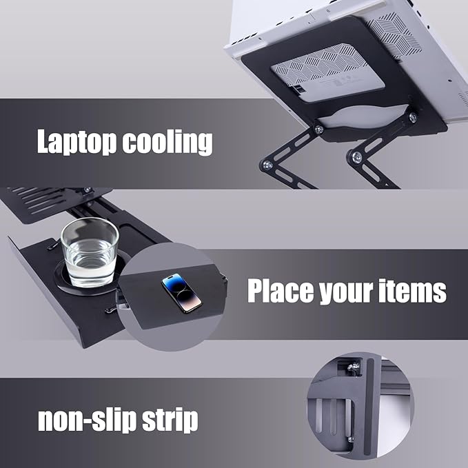 Treadmill Desk Attachment, Laptop Holder Adjustble Height Width, Workstation for Treadmill Handlebars, Universal Treadmill Table with Cup Holder and Tray