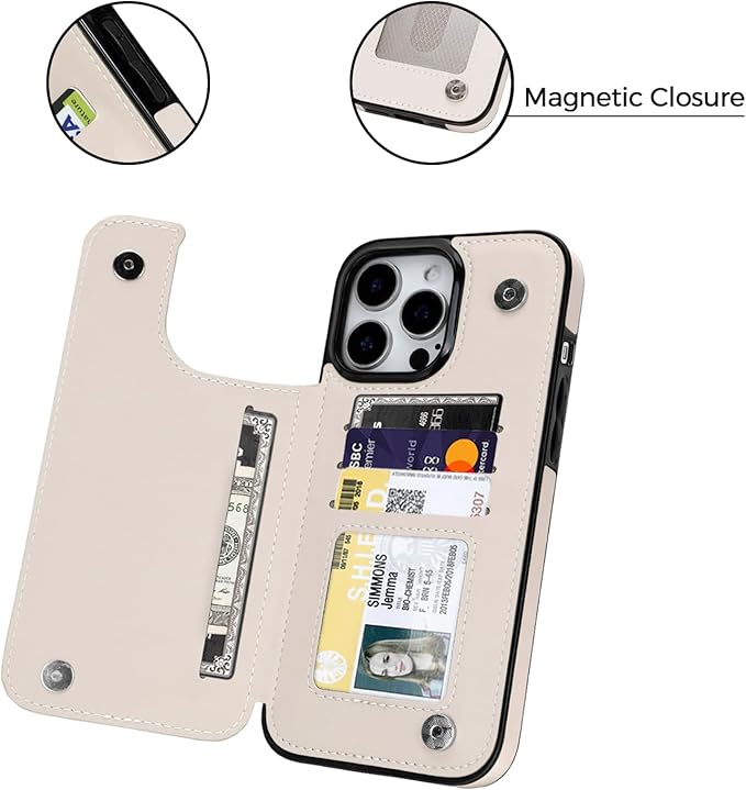 uCOLOR Compatible with iPhone 14 Pro Max Wallet Case with Card Holder Slot Folio Flip PU Leather Kickstand Double Magnetic Clasp and RFID Blocking Design Cover 6.7" (Dune Mirage Checkered)